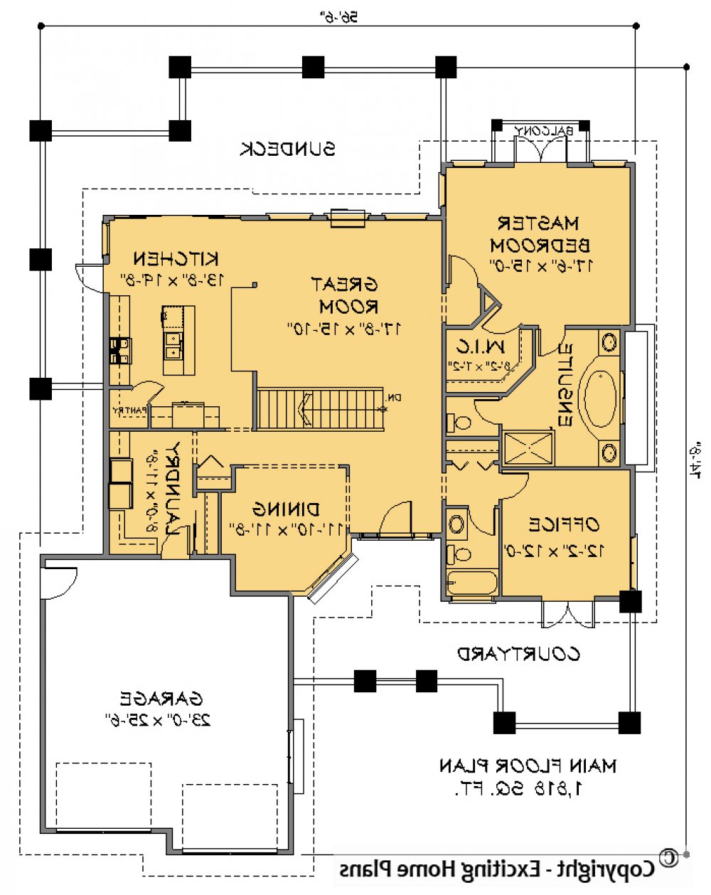 House Plan E1413-10 Main Floor Plan REVERSE