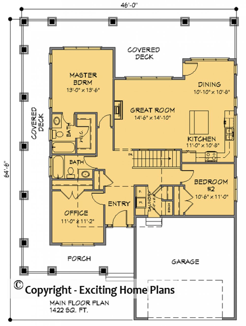 House Plan E1740-10 Main Floor Plan