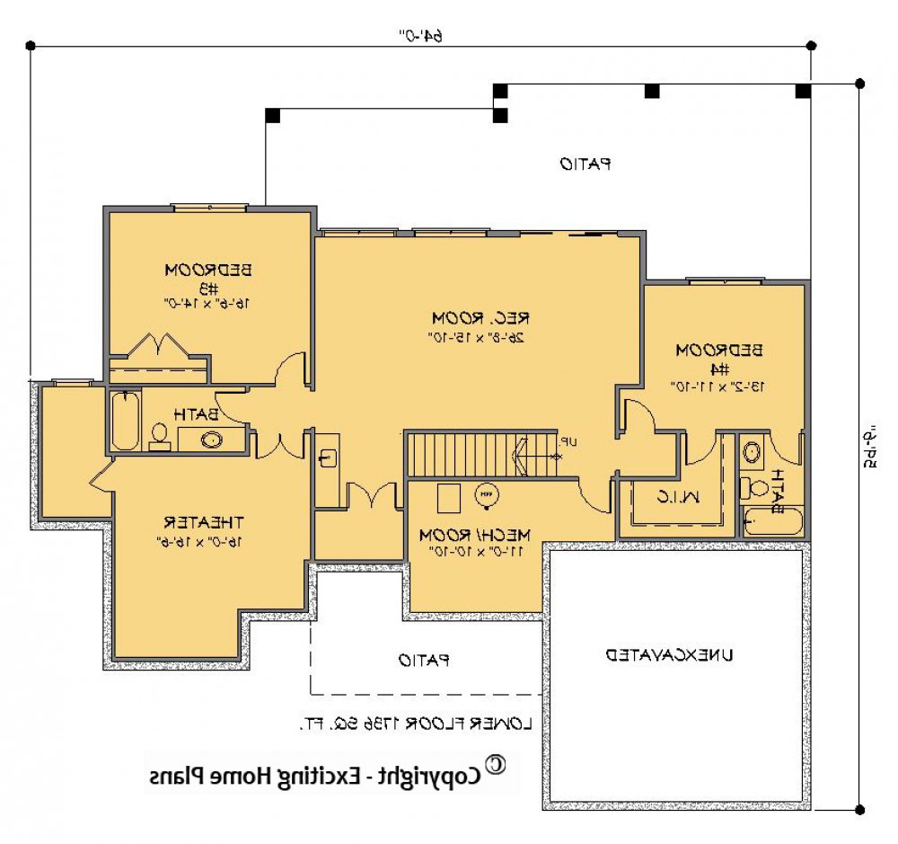 House Plan E1325-10 Lower Floor Plan REVERSE