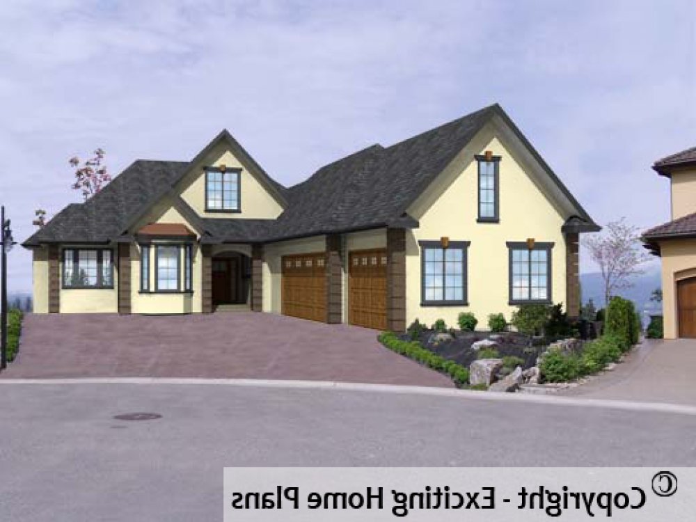 House Plan E1234-10 Exterior 3D View REVERSE