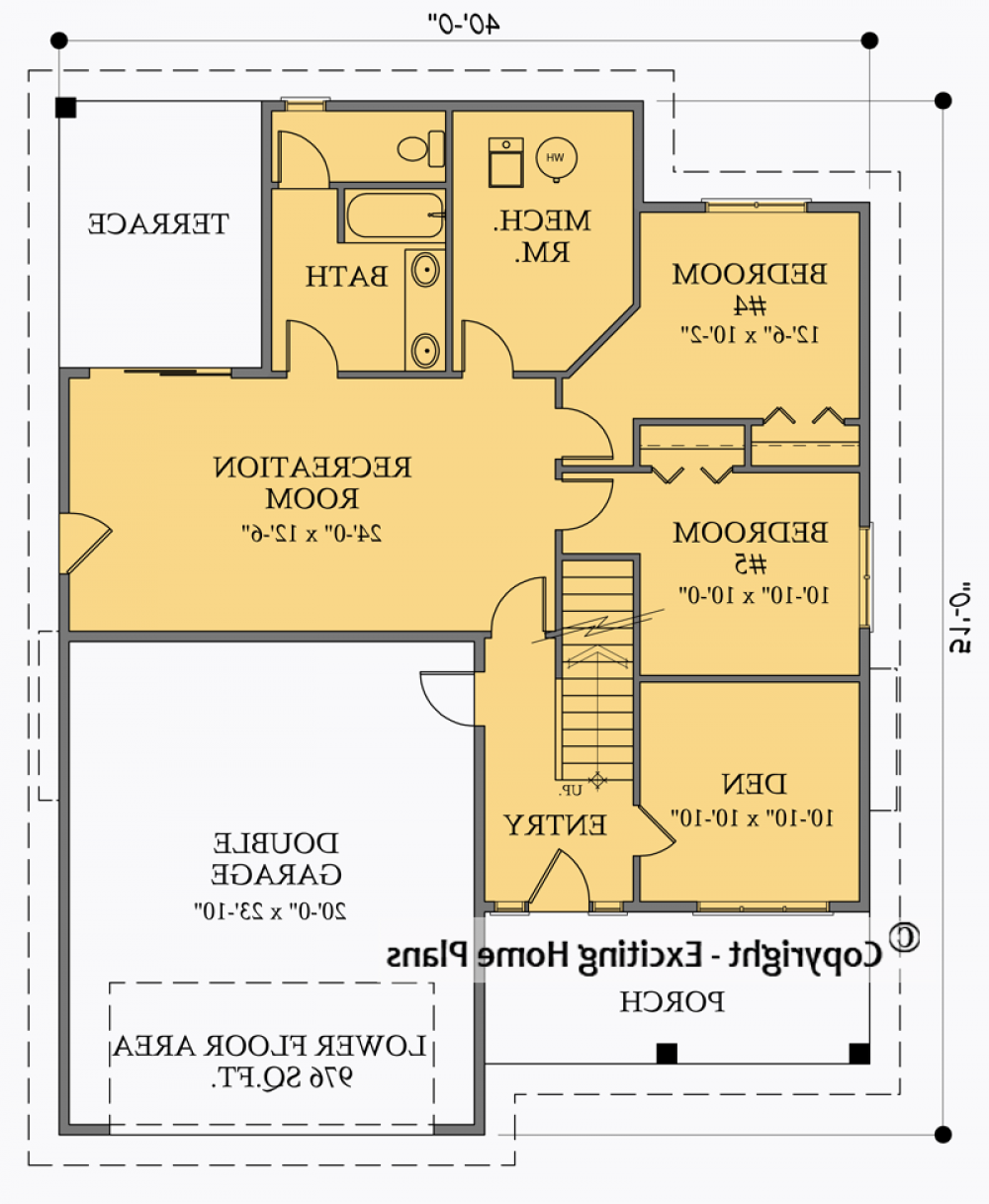 House Plan E1024-10  Lower Floor Plan REVERSE