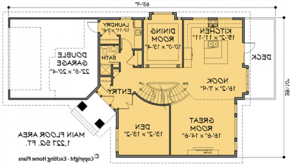 House Plan E1177-10  Main Floor Plan REVERSE