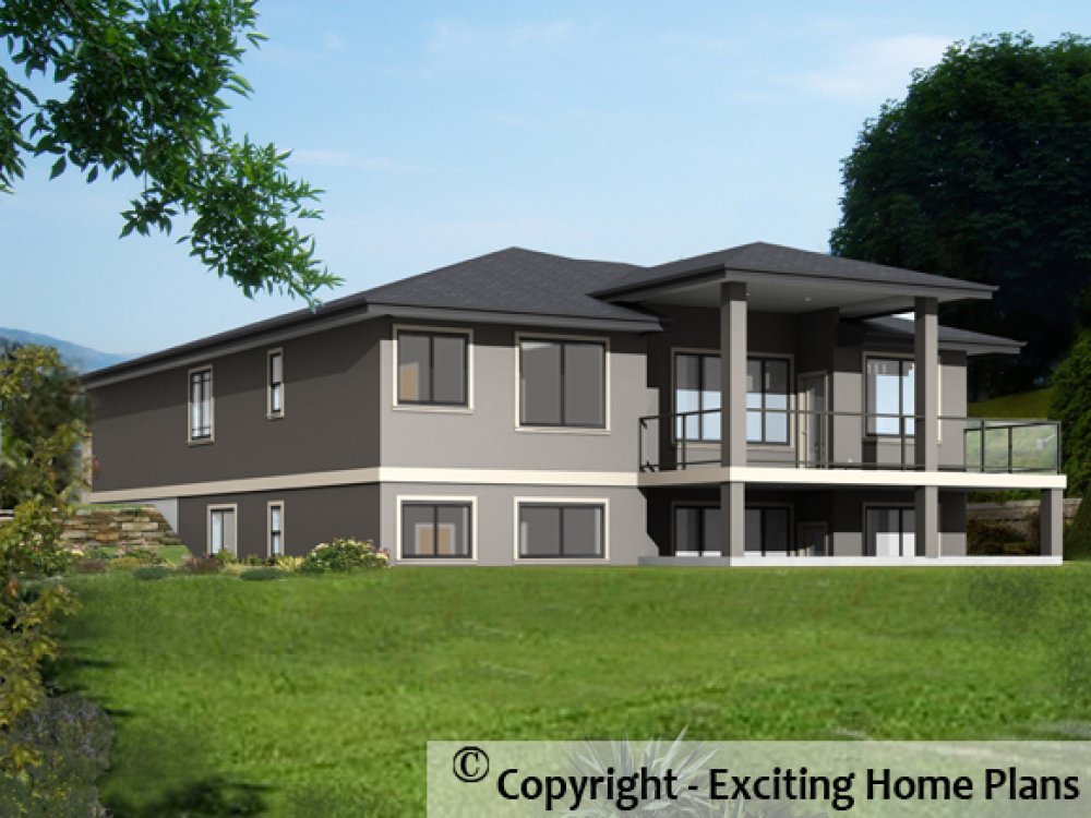 House Plan E1317-10 Rear 3D View