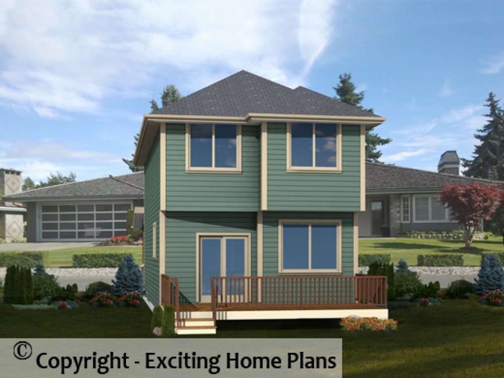 House Plan E1269-10 Rear 3D View