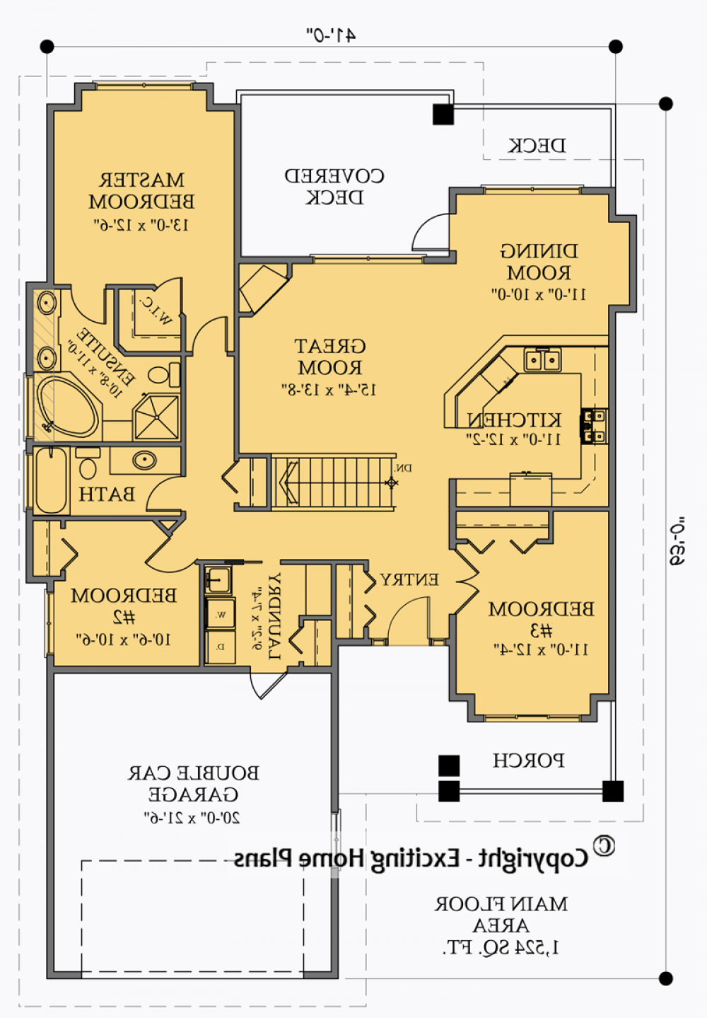 House Plan E1050-10 Main Floor Plan REVERSE