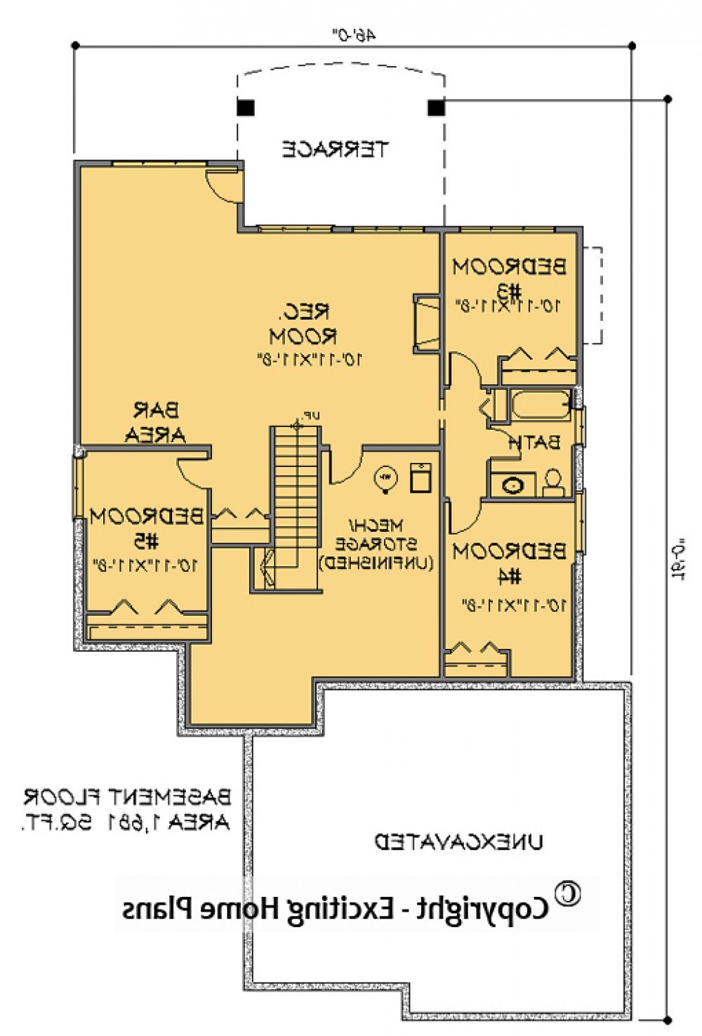 House Plan E1140-10 Lower Floor Plan REVERSE