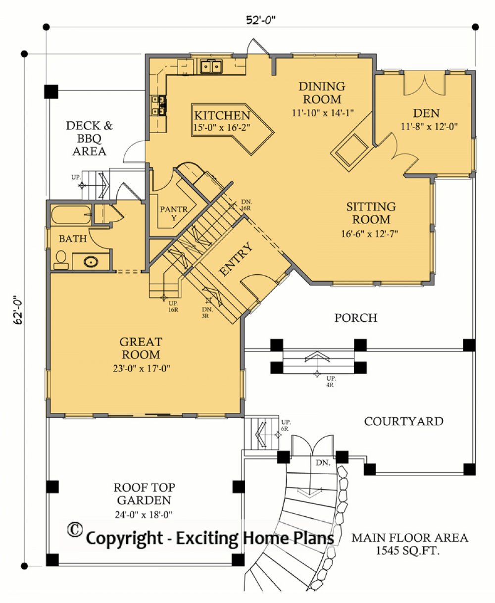 House Plan E1070-10  Main Floor Plan