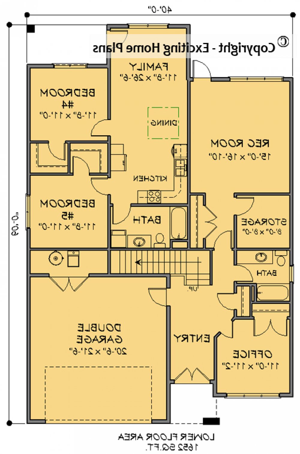 House Plan E1739-10  Lower Floor Plan REVERSE