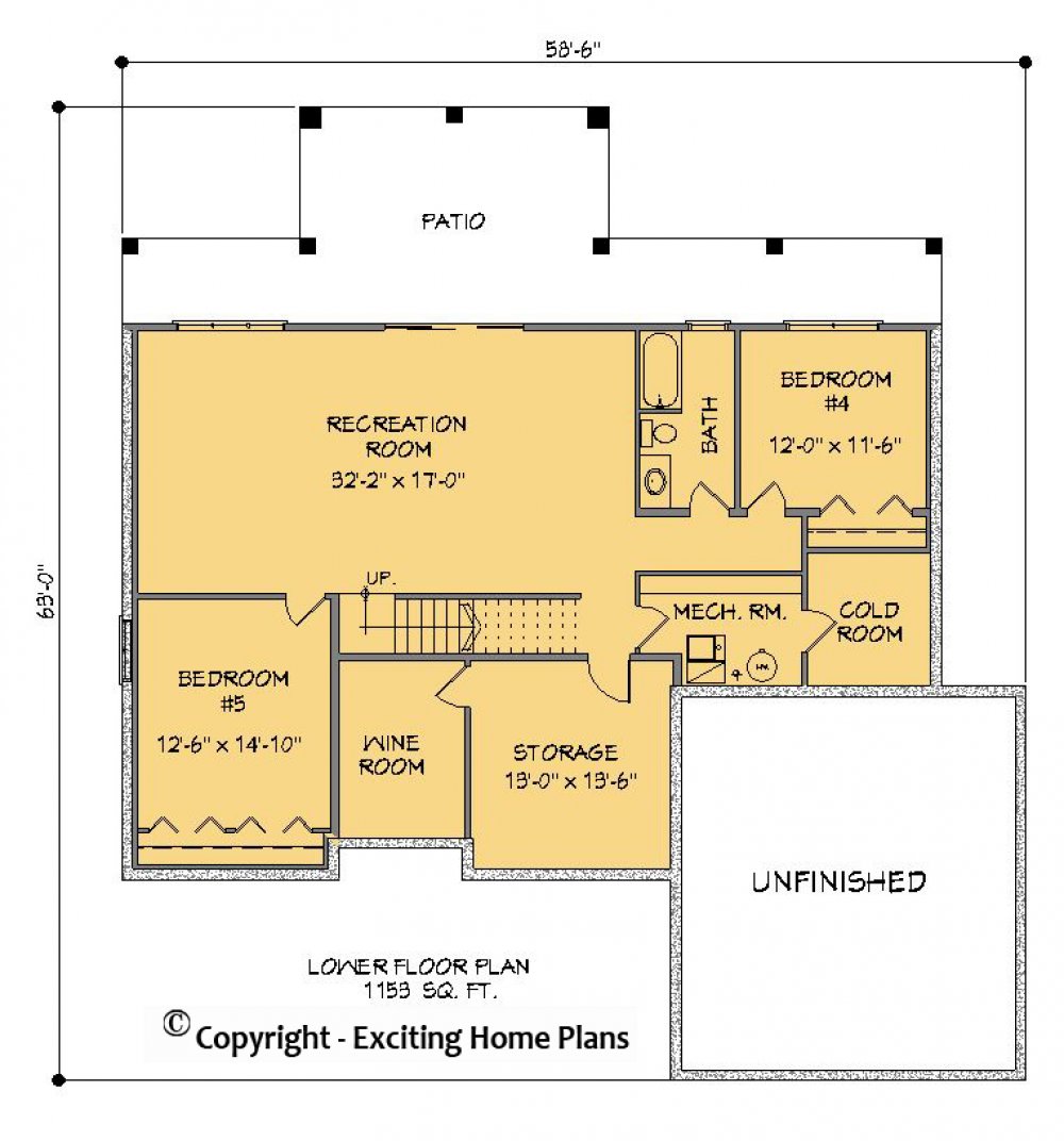 House Plan E1353-10  Lower Floor Plan