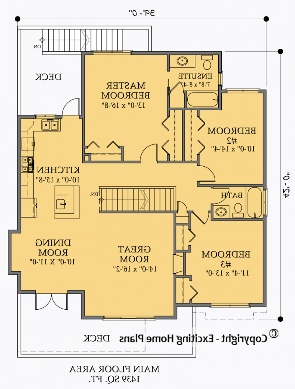 House Plan E1043-10 Main Floor Plan REVERSE