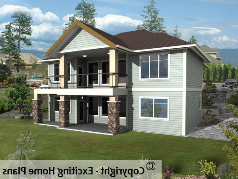 House Plan E1059-10 Rear 3D View REVERSE