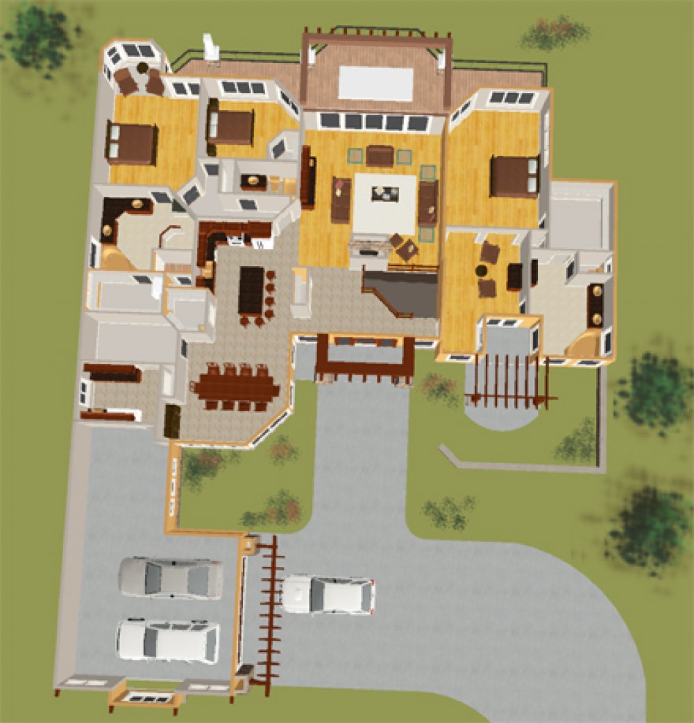 House Plan E1484-10 Main Floor 3D Plan
