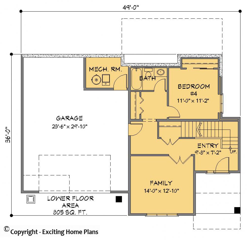 House Plan E1658-10 Lower Floor Plan