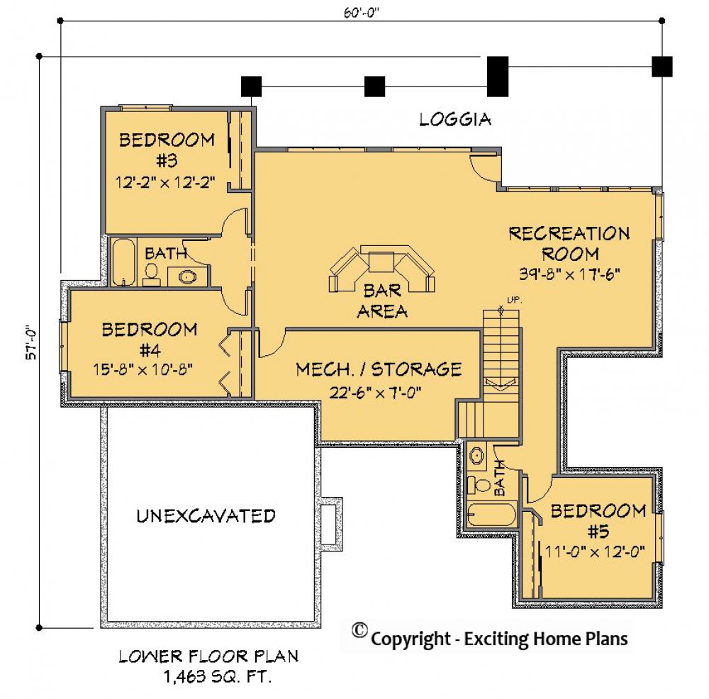 House Plan E1417-10  Lower Floor Plan