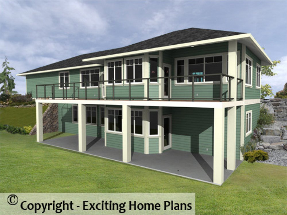 House Plan E1067-10 Rear 3D View