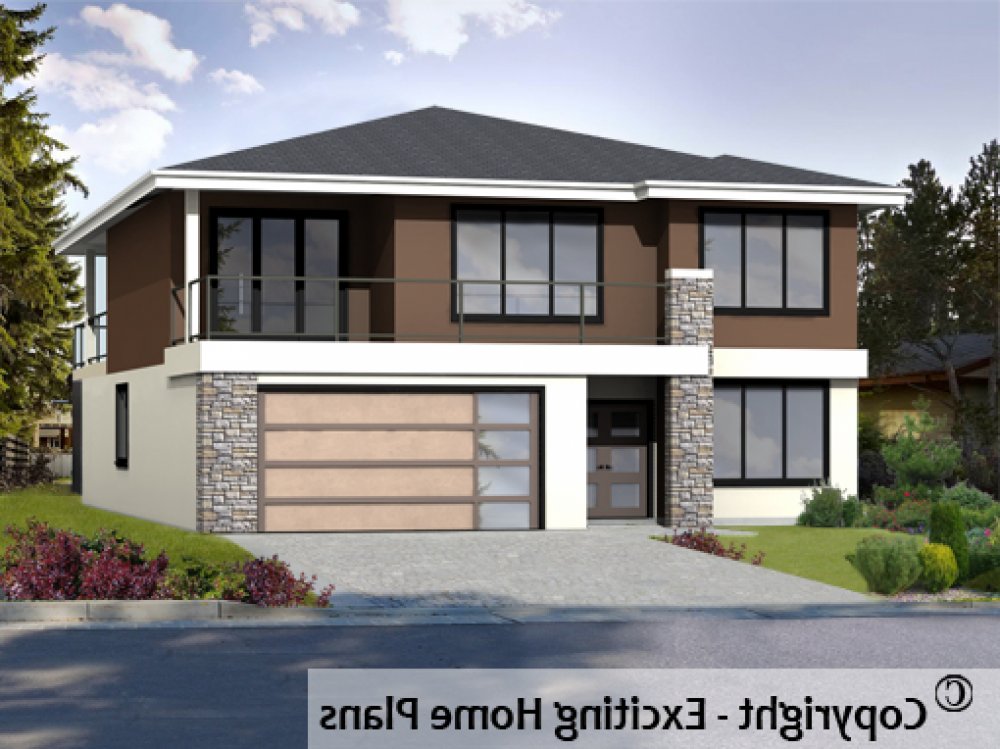House Plan E1739-10 Front 3D View REVERSE