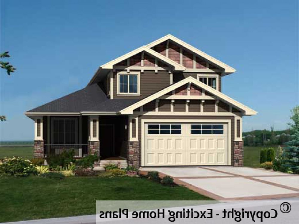 House Plan E1221-10 Exterior 3D View REVERSE