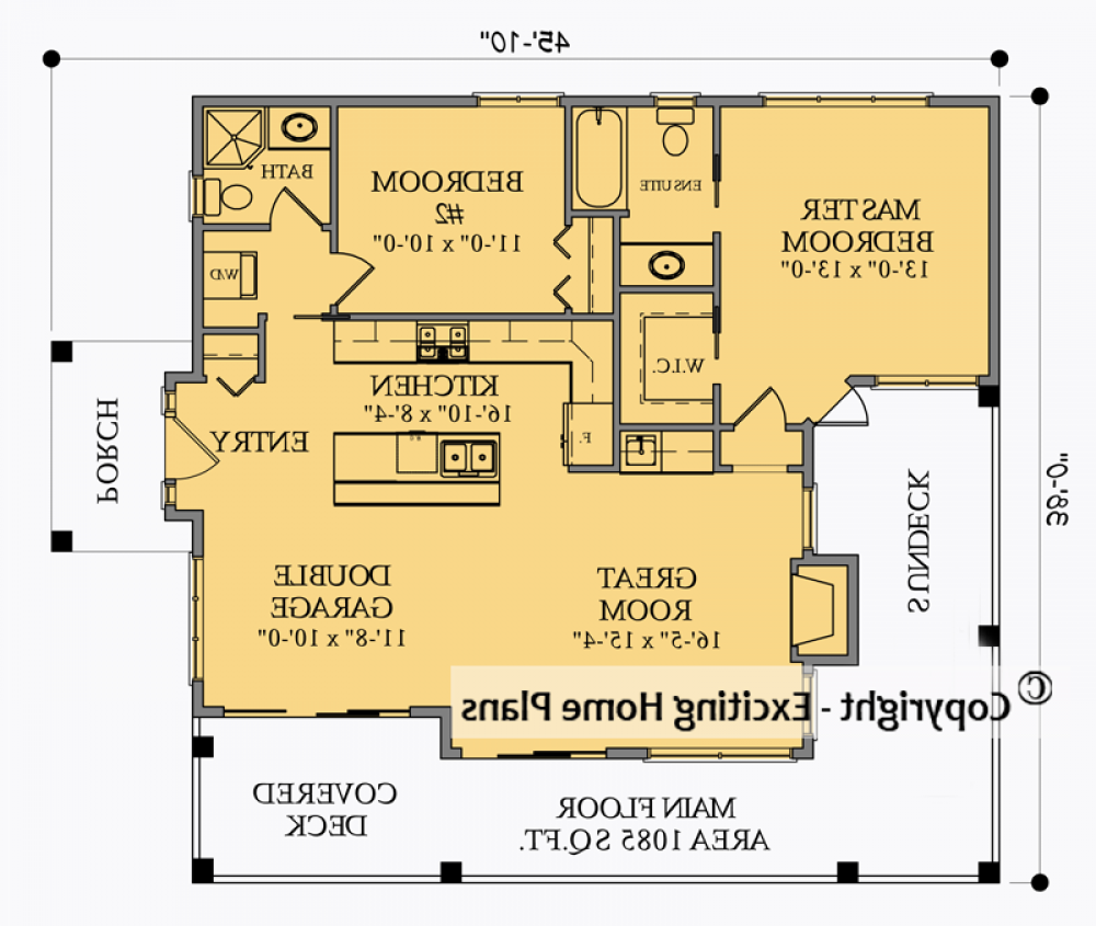 House Plan E1010-10  Main Floor Plan REVERSE
