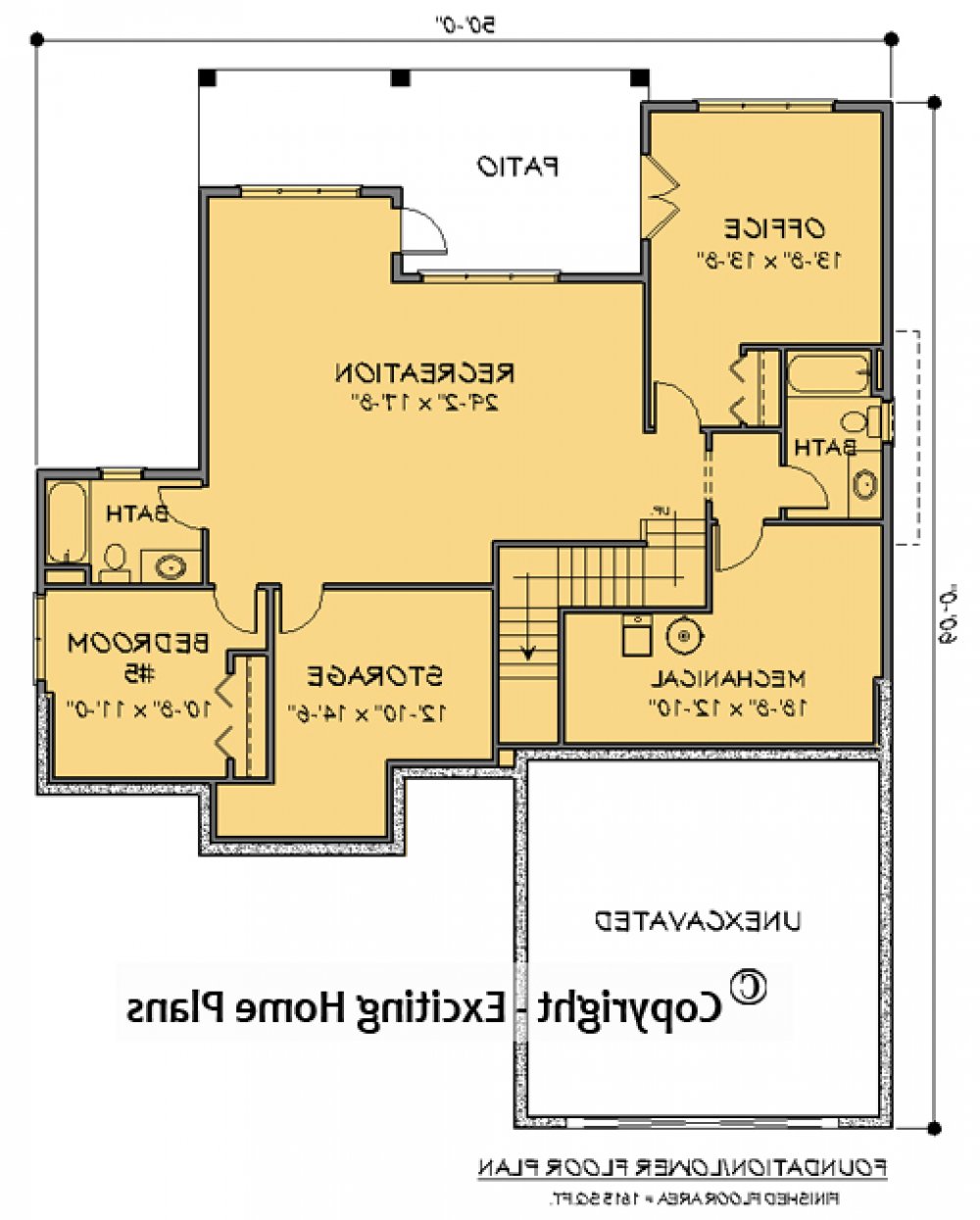 House Plan E1719-10 Lower Floor Plan REVERSE