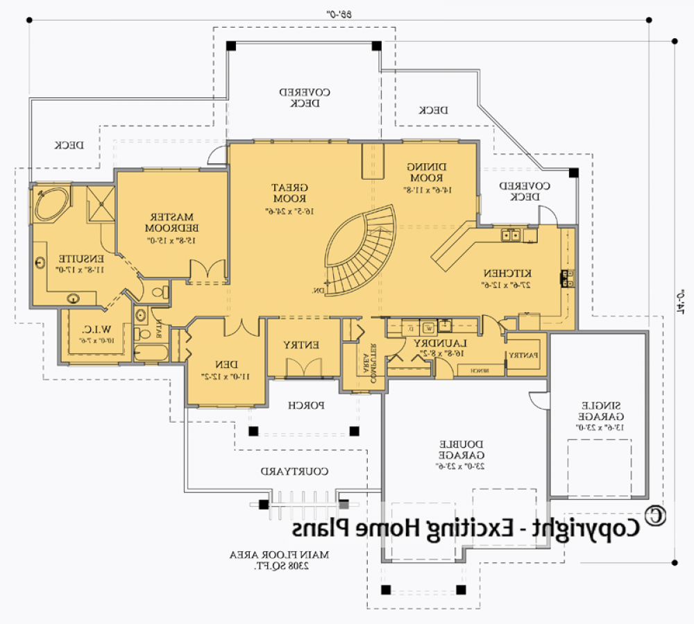 House Plan E1029-10 Main Floor Plan REVERSE