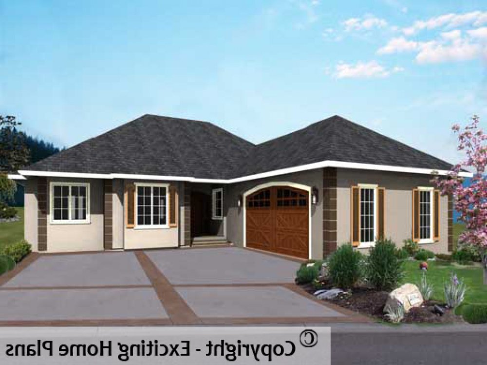 House Plan E1232-10 Exterior 3D View REVERSE