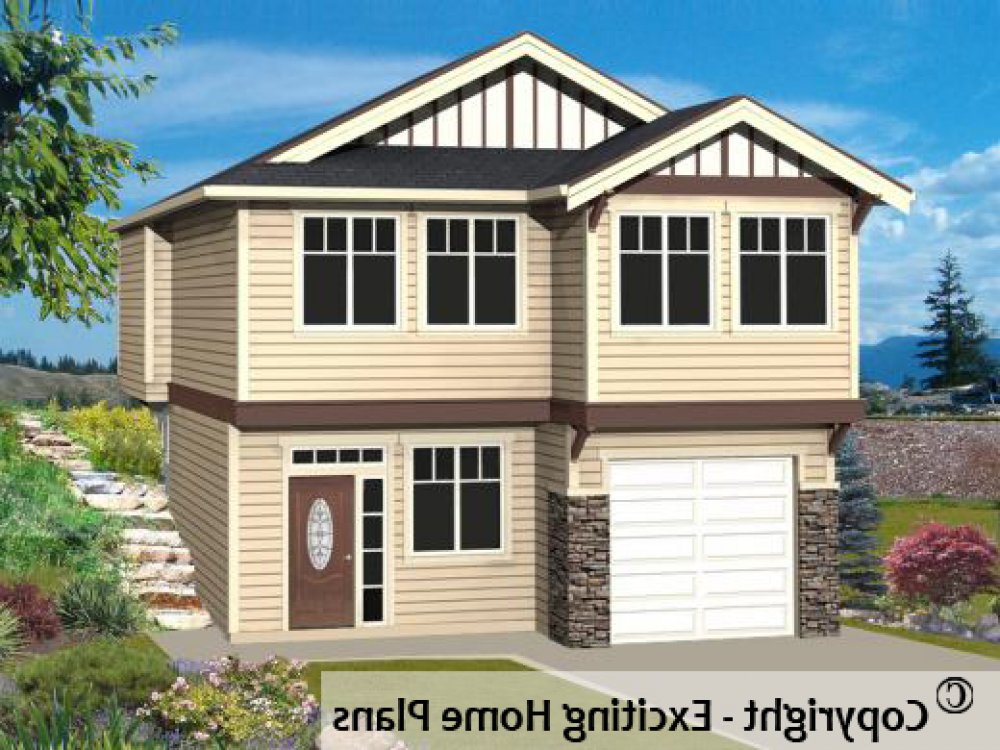 House Plan E1157-10 Exterior 3D View REVERSE