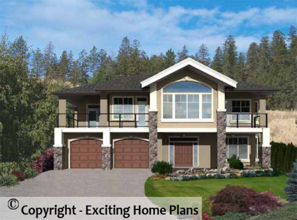 House Plan E1013-10 Front 3D View