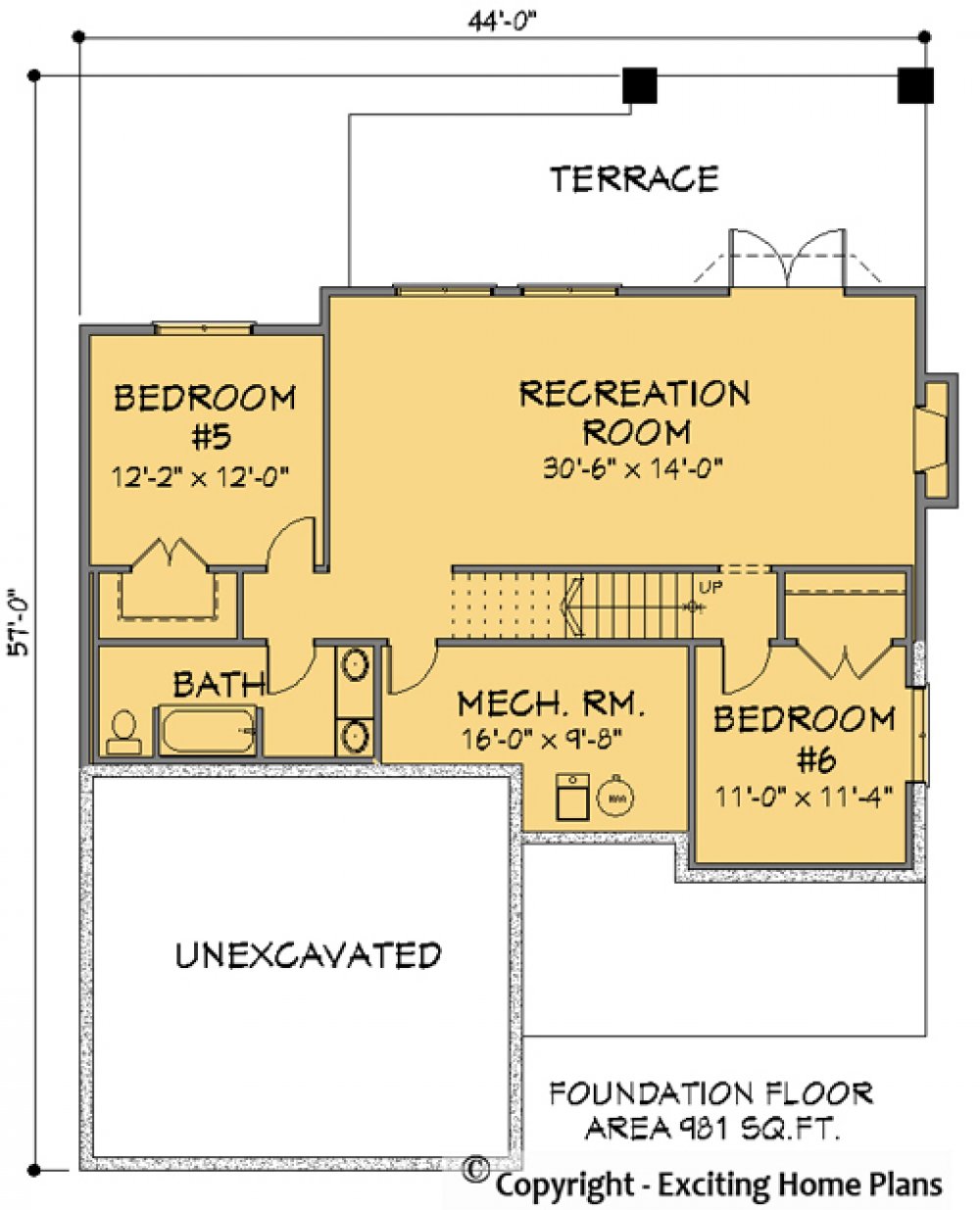 House Plan E1147-10 Lower Floor Plan