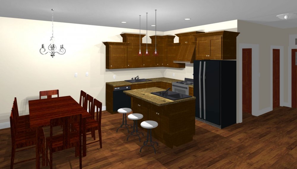 House Plan E1593-10 Interior Kitchen 3D Area