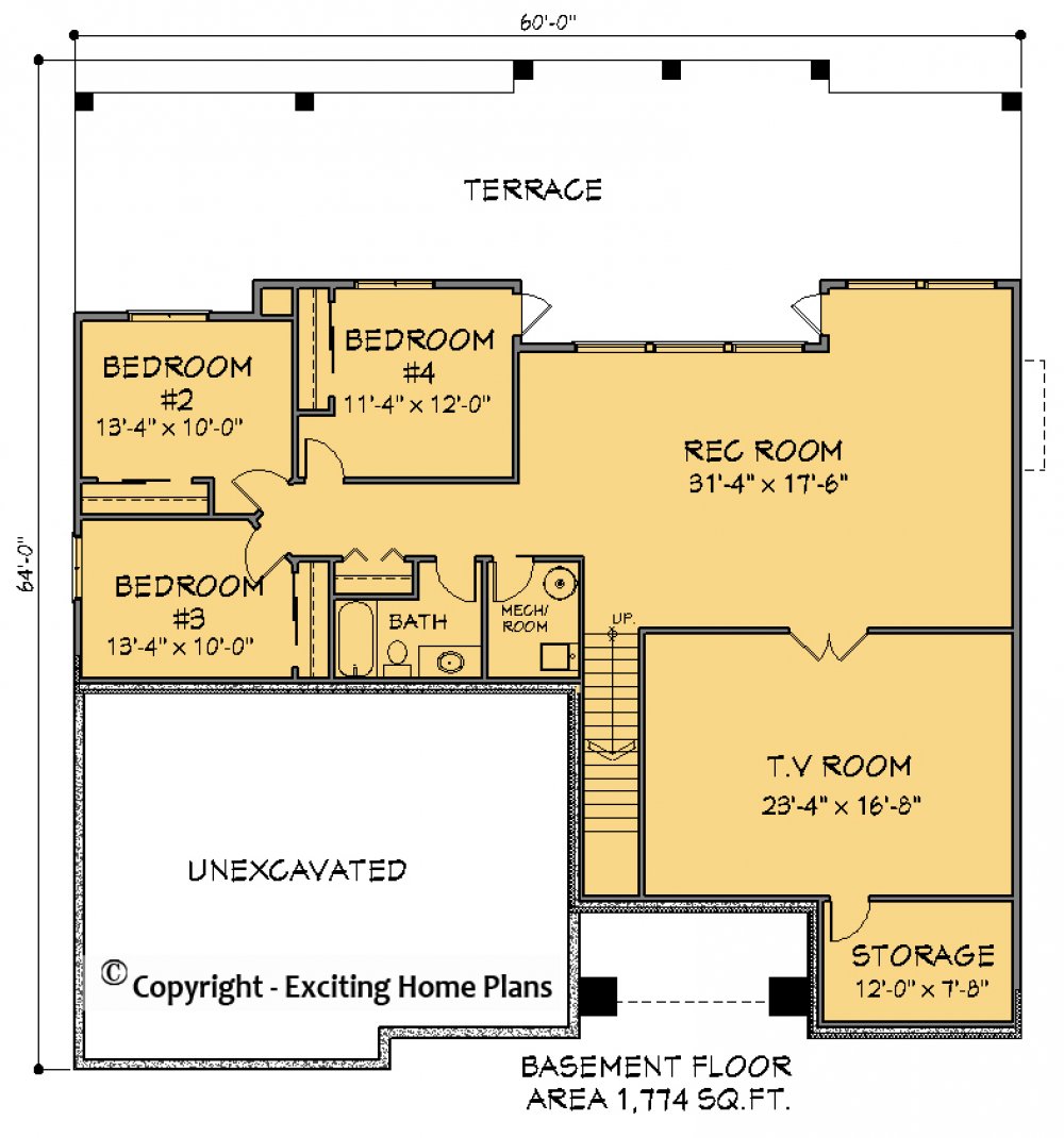 House Plan E1587-10 Lower Floor Plan
