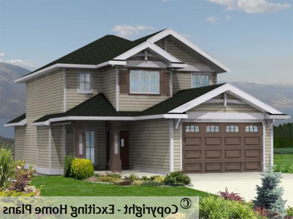House Plan E1026-10 Exterior 3D View REVERSE