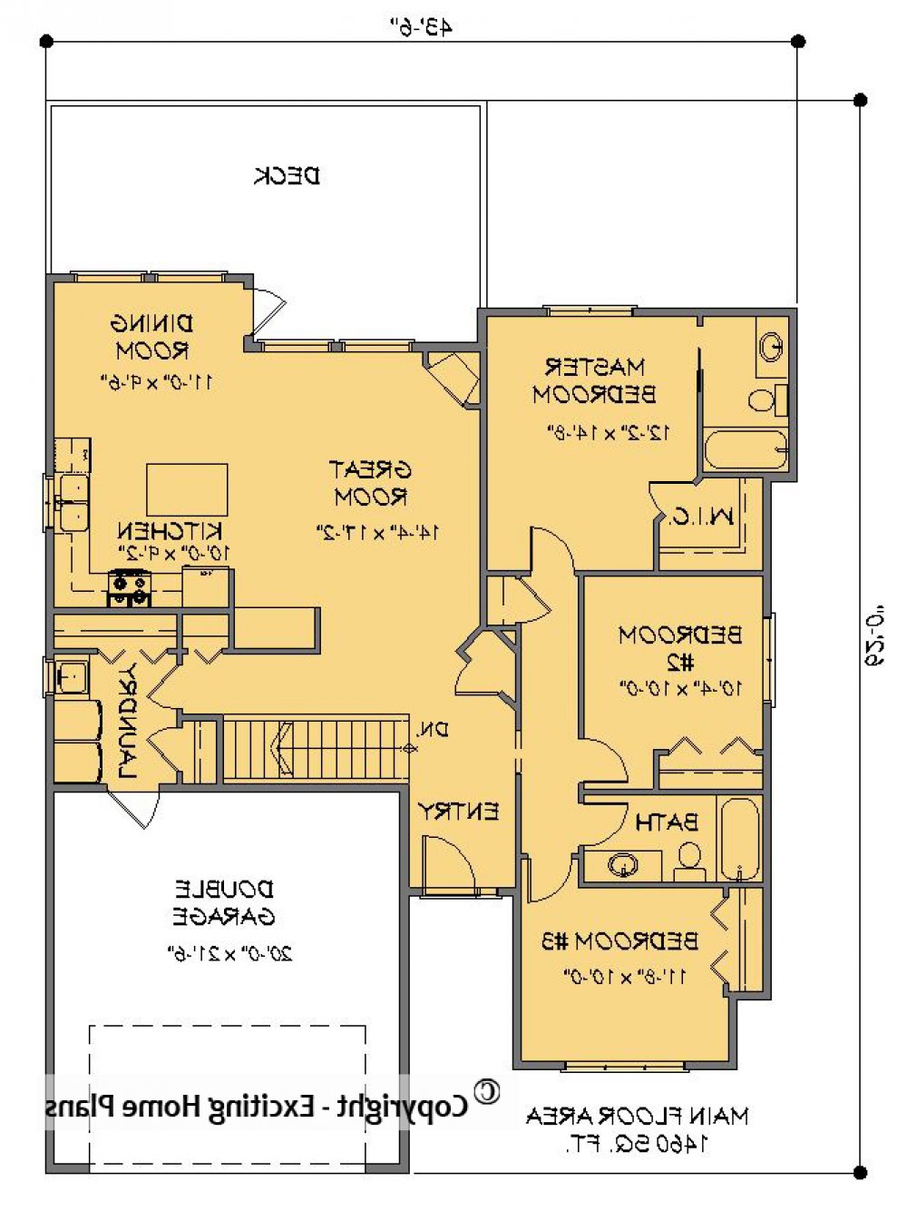 House Plan E1316-10 Main Floor Plan REVERSE