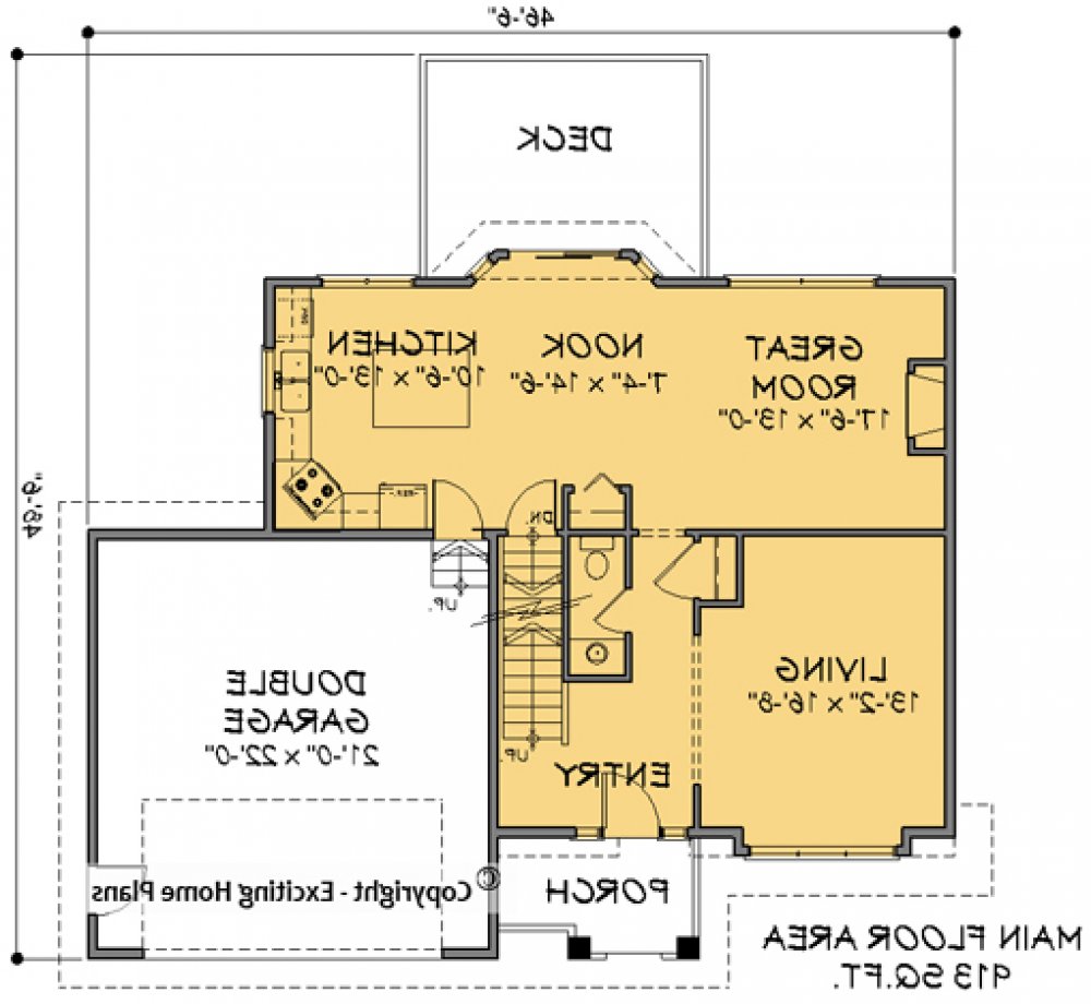 House Plan E1141-10 Main Floor Plan REVERSE