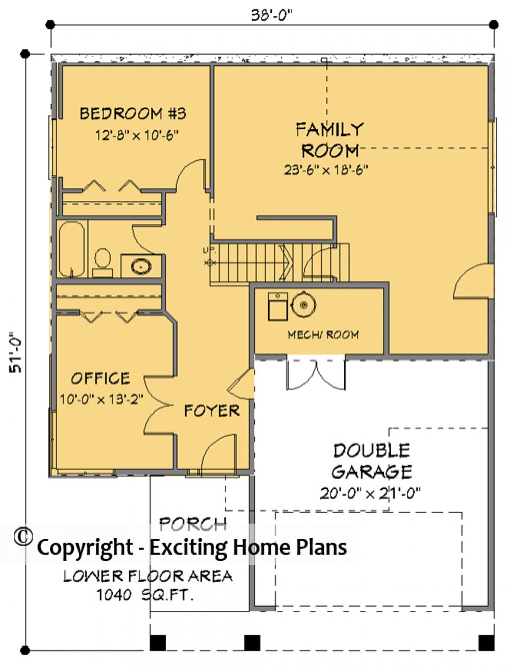 House Plan E1236-10M Lower Floor Plan