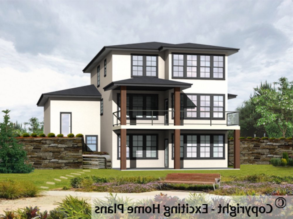 House Plan E1712-10  Rear 3D View REVERSE