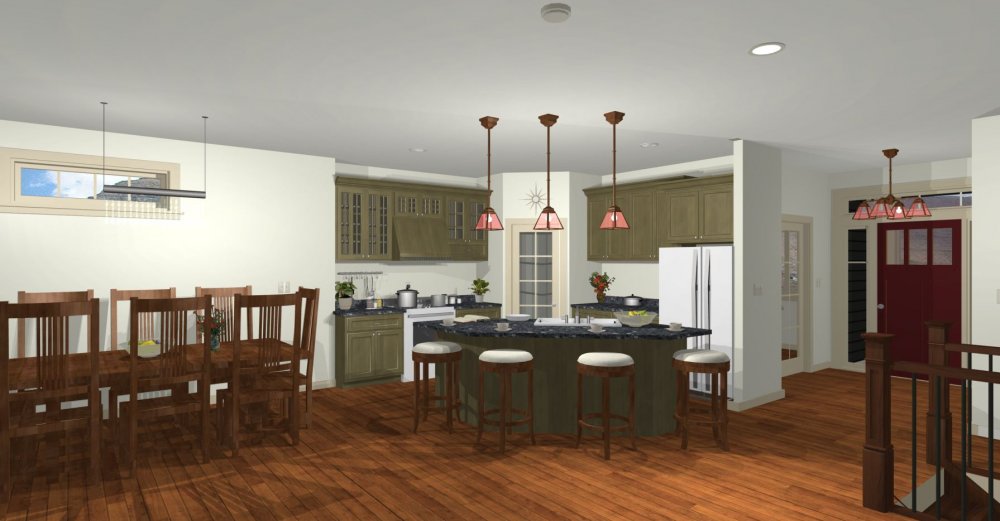 House Plan E1444-10 Interior Kitchen 3D Area