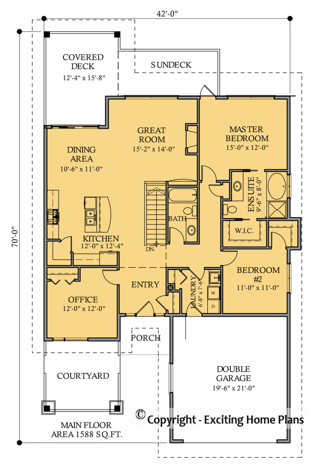 House Plan E1001-10M Main Floor Plan