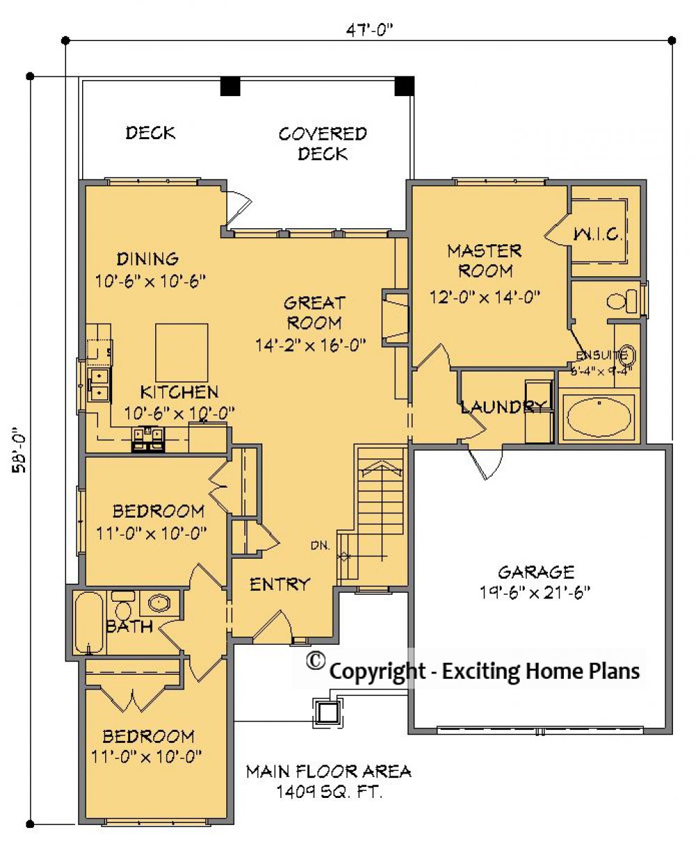 House Plan E1561-10 Main Floor Plan