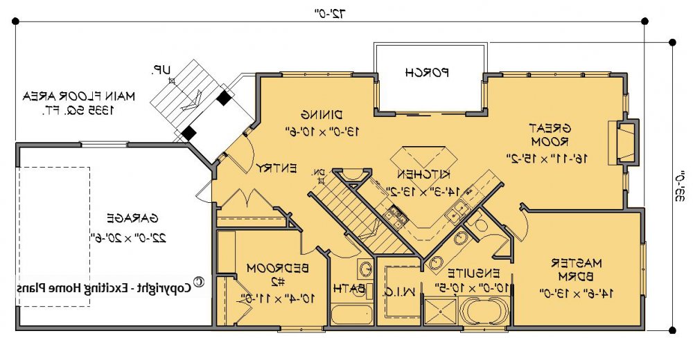 House Plan E1533-10 Lower Floor Plan REVERSE