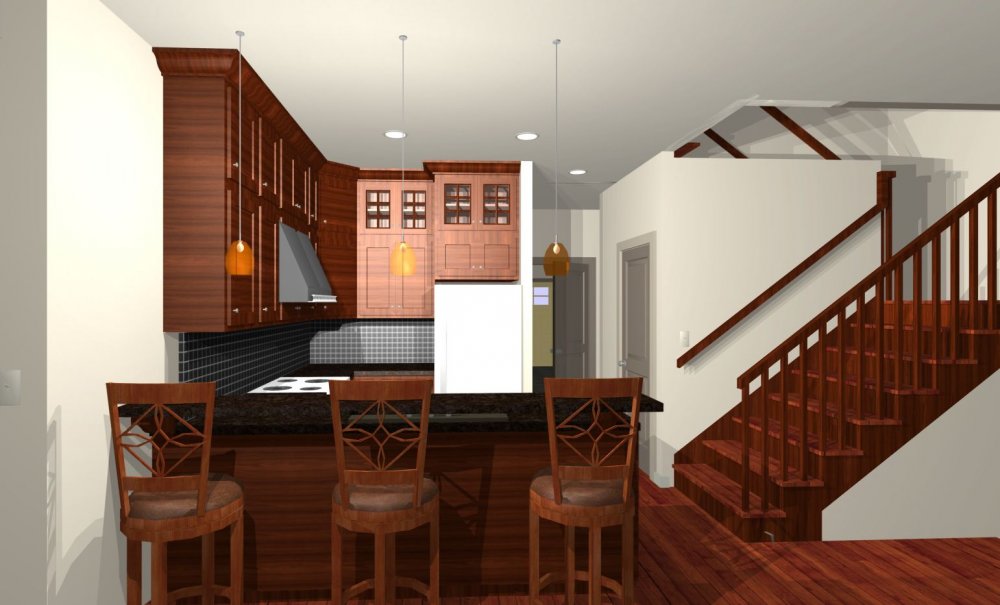 House Plan E1104-10 Interior Kitchen 3D Area