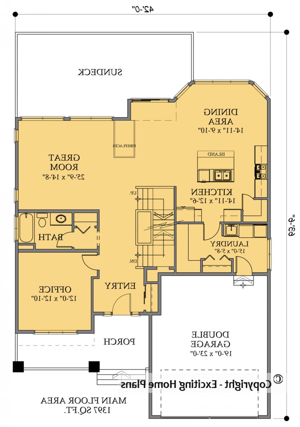 House Plan E1075-11 Main Floor Plan REVERSE