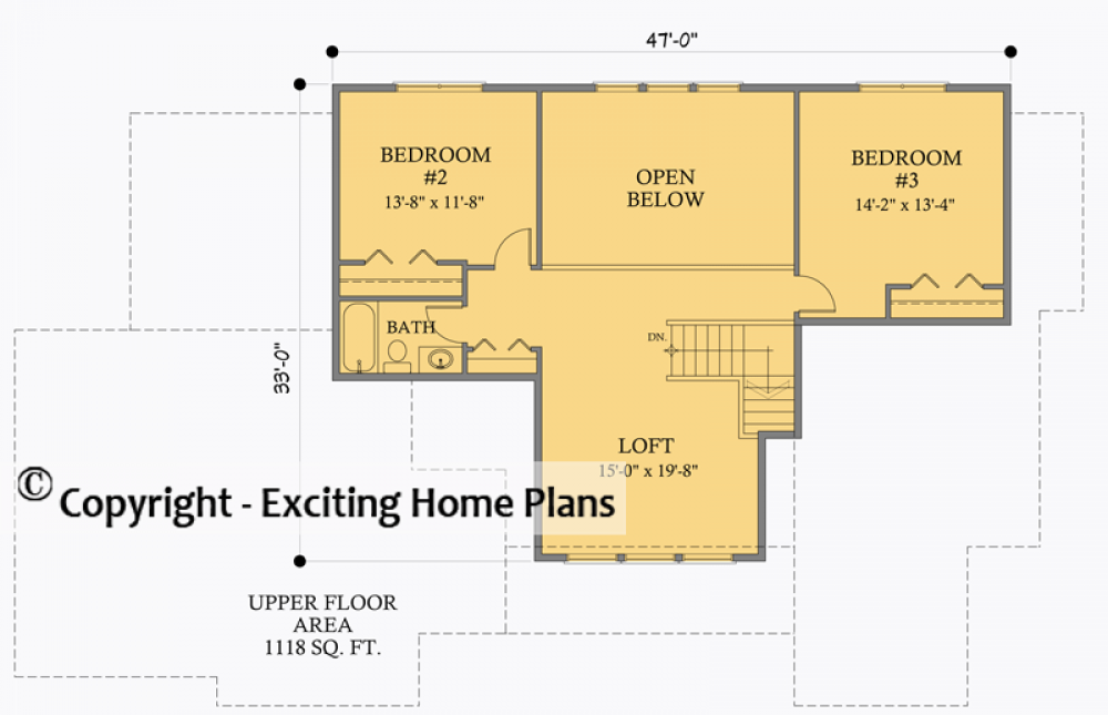 House Plan E1319-10 Upper Floor Plan