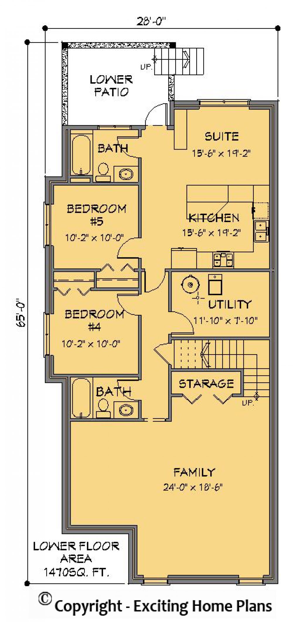 House Plan E1565-10  Lower Floor Plan