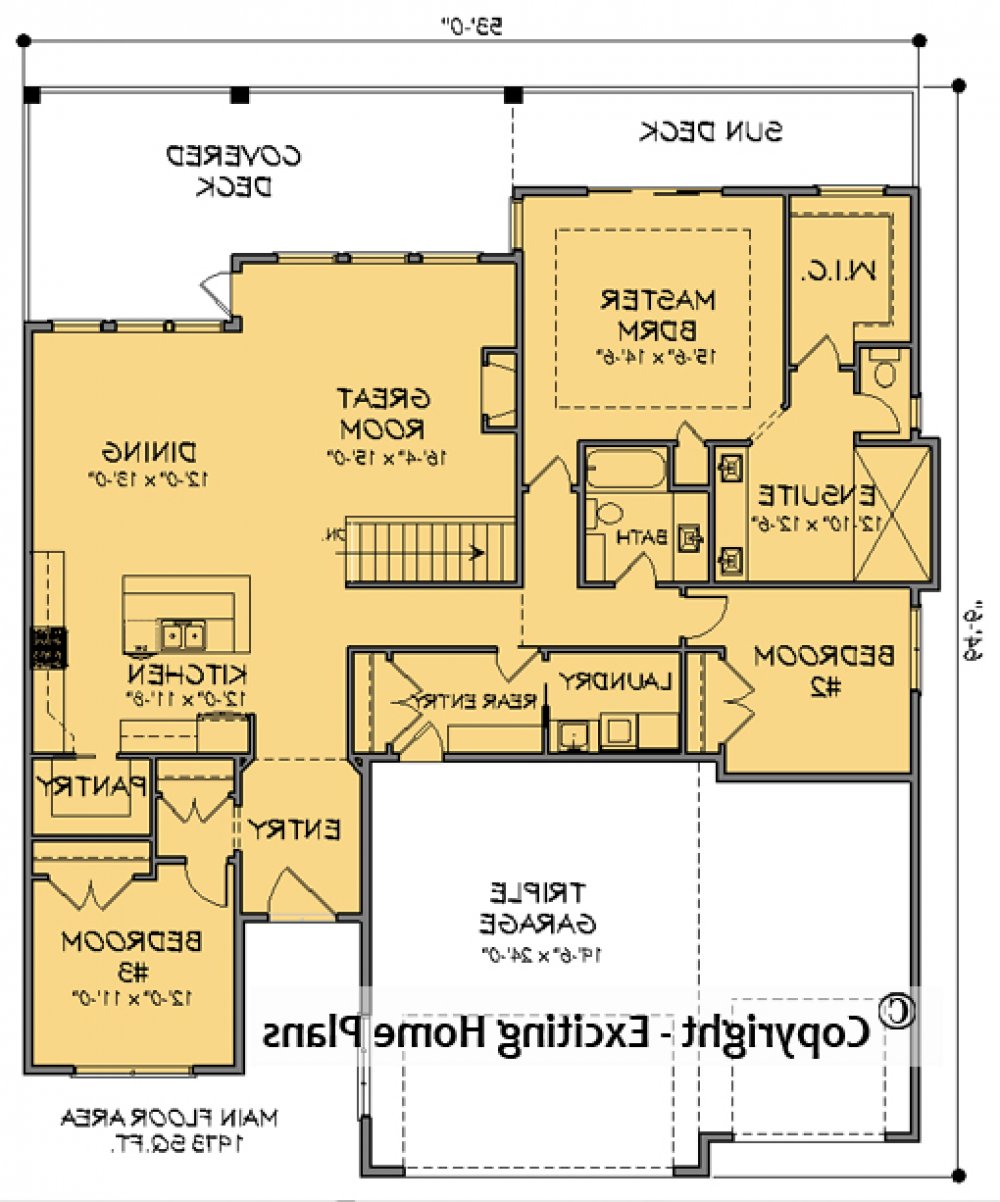 House Plan E1738-10 Main Floor Plan REVERSE