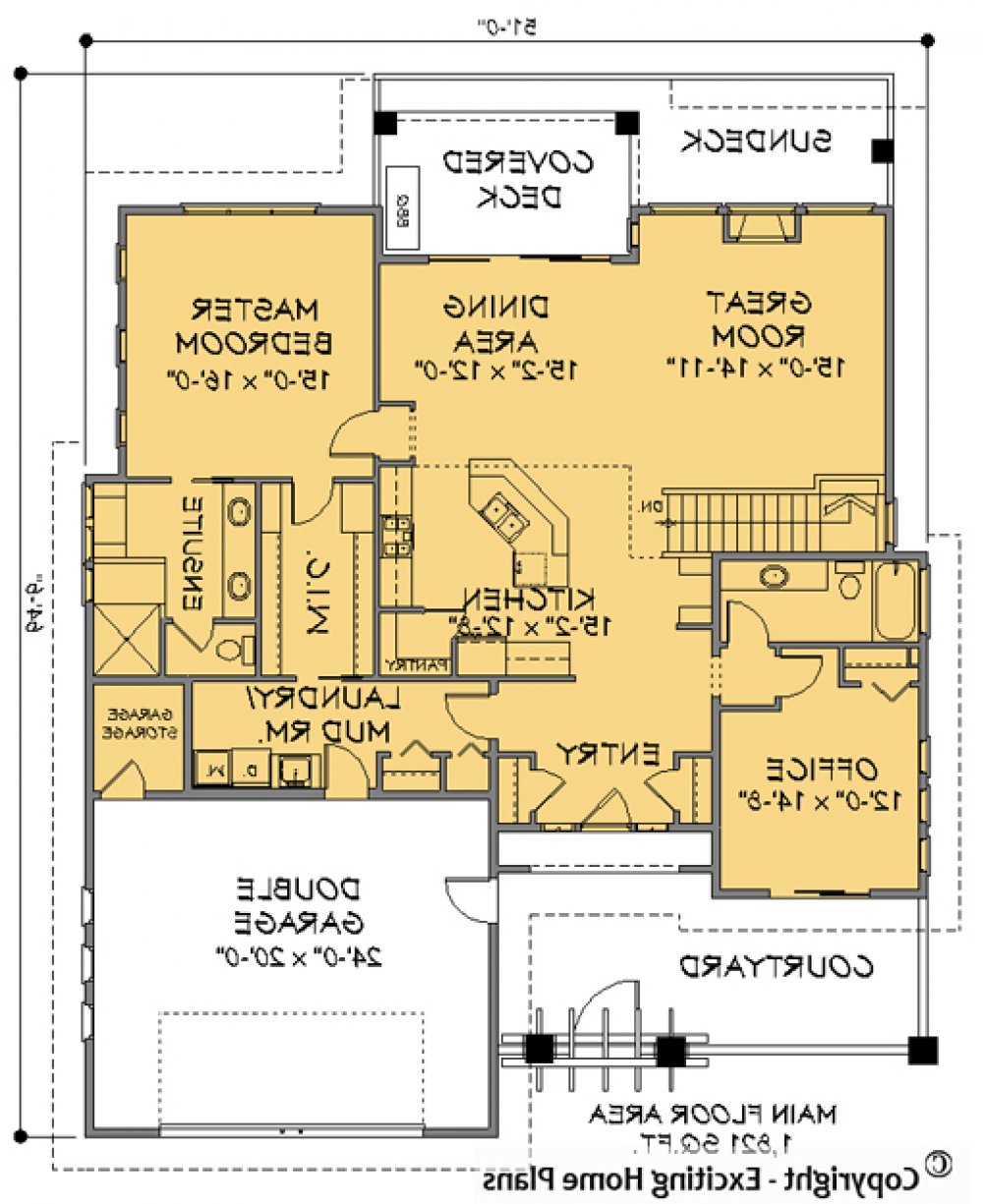House Plan E1173-10 Main Floor Plan REVERSE