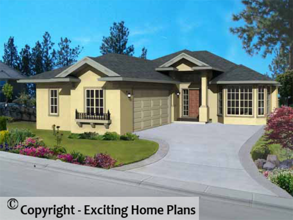 House Plan E1054-10 Front 3D View