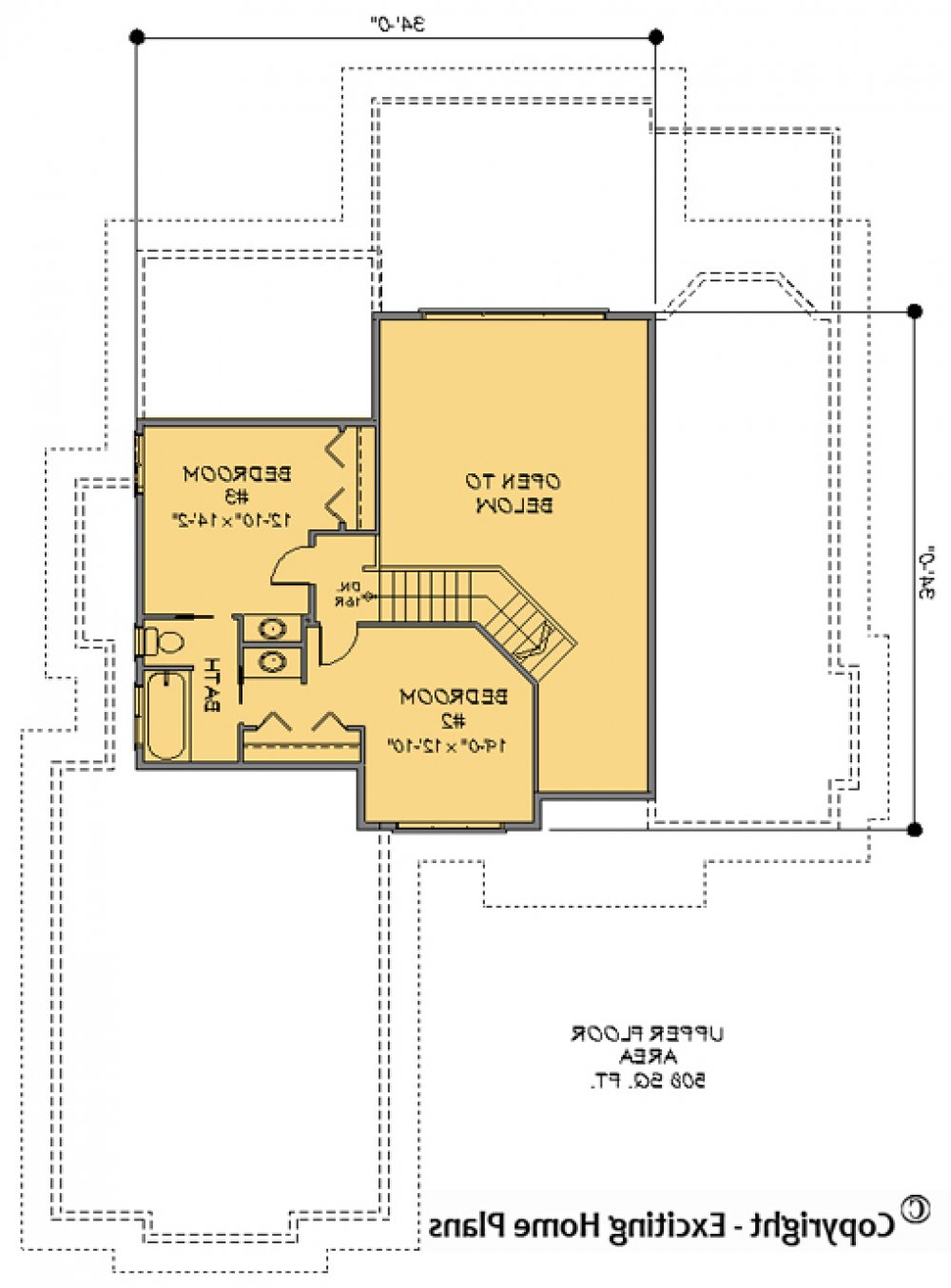 House Plan E1063-10 Upper Floor Plan REVERSE
