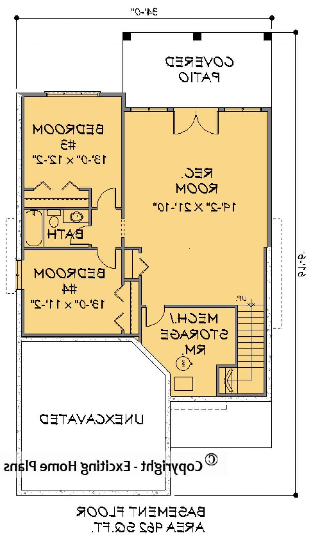 House Plan E1599-10 Lower Floor Plan REVERSE
