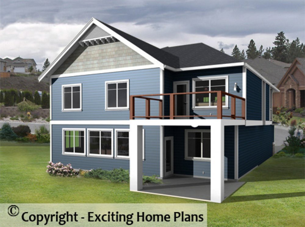 House Plan E1064-10 Rear 3D View