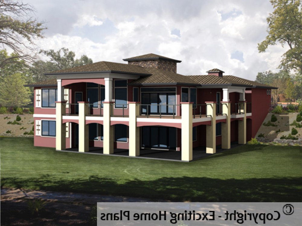 House Plan E1252-10 Exterior 3D View REVERSE